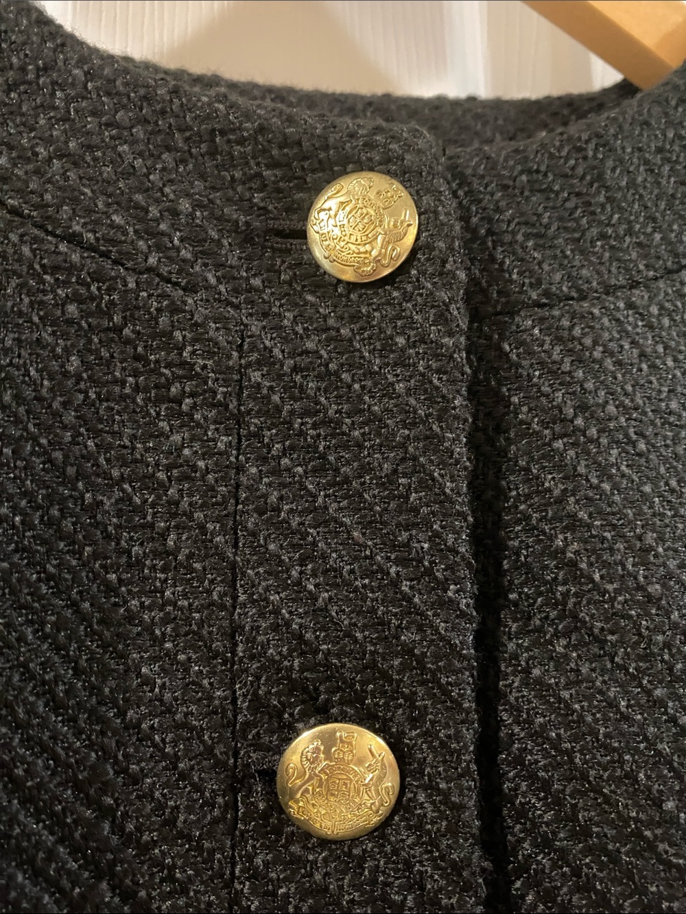 J. Crew Black Tweed Cropped Jacket with Gold Buttons - Size 2 - Picture 5 of 13